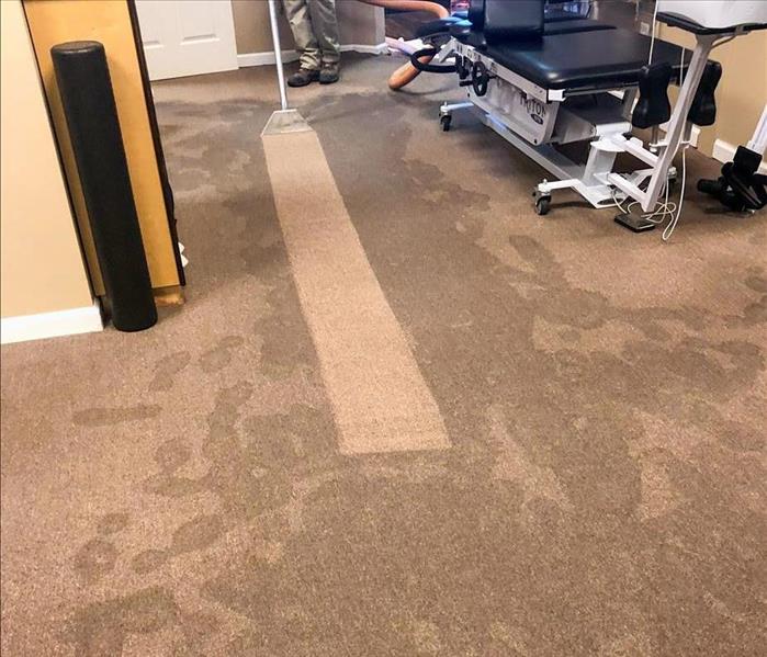 Carpet water removal in action.