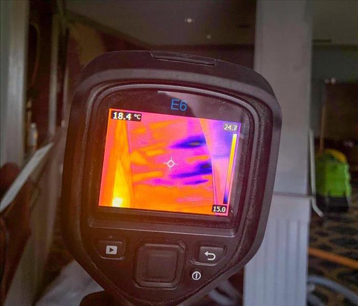 Thermal camera scanning for moisture.